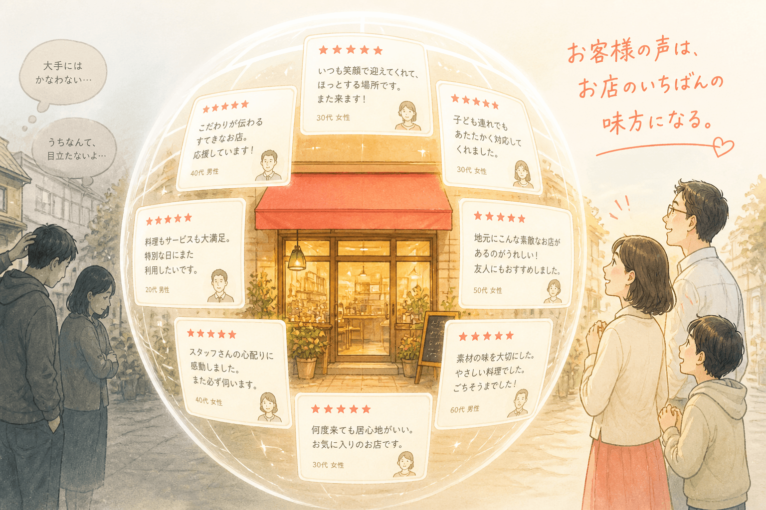 良質な口コミが店舗を守るイメージ